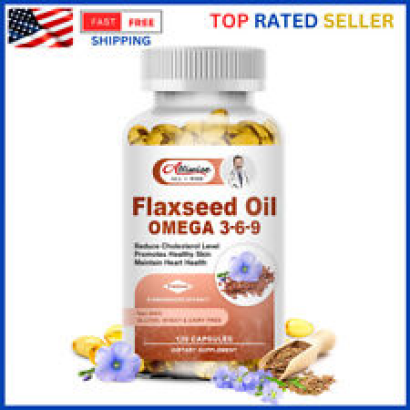 Flaxseed Oil Omega 3-6-9 Promotes Healthy Skin & Maintain Heart Health 120 Caps