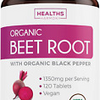 USDA Organic Beet Root Powder (120 Tablets) 1350Mg Beets per Serving with Black