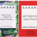 SAKARA Protein + Greens & Metabolism Super Powder Bundle, 10 Servings Each - Organic Protein Powder & Greens Powder, Metabolism Drink Powder to Help Digestive Health