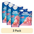 (3 pack) Pure Protein Strawberry Milkshake Complete Protein Shake, 11 fl oz 4 Ct