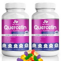 (2 Packs) Quercetin Gummies 750mg with Bromelain Vitamin C D3 Zinc & Elderberry