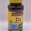Nature Made Vitamin D3 2000 I.U Liquid Softgels 90 CT Bone, Teeth EXP 2026