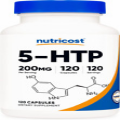 Nutricost 5-HTP 200mg, 120 Vegetarian Capsules 120 Count (Pack of 1)