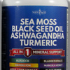 Sea Moss 3000mg Black Seed Oil 2000mg Ashwagandha 1000mg Turmeric 60 Capsules