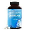 BioEmblem Triple Magnesium 300mg Complex for Muscles, Nerves, Vegan, Non-GMO