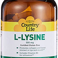 Country Life L-Lysine 500mg with B-6, Supports Immune Health, Promotes Collagen Renewal in Lips and Mouth, 100 Tablets, Certified Gluten Free, Certified Vegetarian