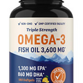Triple Strength Omega 3 Fish Oil | 3600 mg EPA & DHA | Over 2,000mg of Omega-3 F