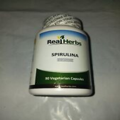 Real Herbs Spirulina Capsules - Highest Dosage Per Capsule 90ct 03/24