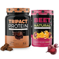 Nutrology Pre Workout Bundle - Tripact Protein & Beet Natural O2, Non-GMO Grass Fed Whey, Premium Nutrition Shake, Probiotic, Nitric Oxide Booster, Gluten Free