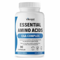 Vibrant Naturals Essential Amino Acids - 1270mg Blend of All 9 Essential Aminos EAA Supplement with Branch Chain Amino Acids (BCAA) with Leucine & Lysine, 90 Capsules, Tested & Made in Canada