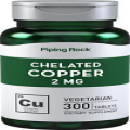 Chelated Copper 2 mg | 300 Tablets | Non-GMO, Gluten Free | By Piping Rock