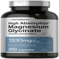 Magnesium Glycinate | 1330mg | 250 Capsules | Buffered & Chelated | by Horbaach