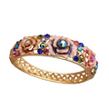 LXURY Women's Crystal Enamel Flower Leaf Bangle Bracelets,Colorful Rose Quartz Detox Bracelet, Bangles For Women Gift (Colorful)