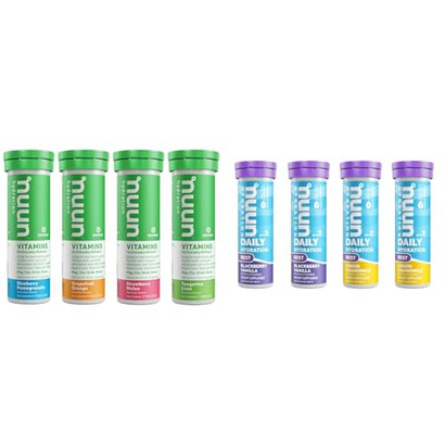 Nuun Hydration Vitamins Electrolyte Tablets + Vitamins, Mixed Fruit, 4 Pack (48 Servings) & Hydration Rest, Rest and Recovery Electrolyte Tablets, Magnesium Citrate