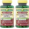 Spring Valley Extra Strength Ashwagandha Dietary Supplement, 1300 mg, 60 2 pack