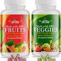 Fruits and Vegetables Supplement - 90 Fruit and 90 Veggie Capsules - Nature Vita