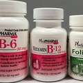 PlusPharma Dietary Supplements & Vitamins - B6, B12, Folic Acid - CHOOSE ITEM!