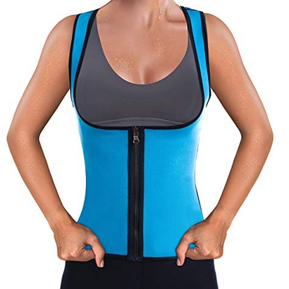 OMG_Shop Women Slimming Body Shaper Weight Loss Sweat Tank Top Shirt Neoprene Vest Sauna Waist Trainer Corset with Zipper for Sport Workout Fitness