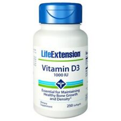 Vitamin D3 25 mcg (1000 IU) 250 Softgels By Life Extension