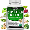 Organic Super Greens Capsules Superfood Fruit Veggie Supplement - 28 Powerful Na