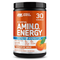 Optimum Nutrition Amino Energy Powder Plus Hydration, with BCAA, Electrolytes, and Caffeine, Tangerine Wave, 30 Servings (Packaging May Vary)