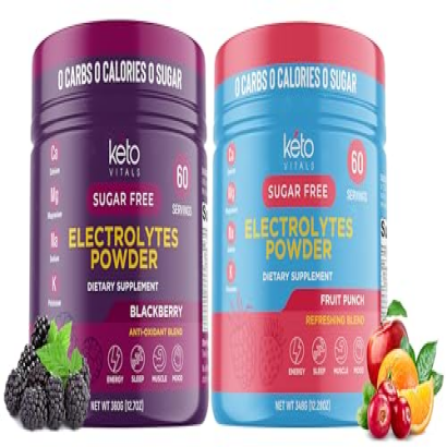 Keto Vitals BlackBerry Bundle with Fruit Punch - 2 Pack Bundle Keto Electrolytes Powder - Keto-Friendly Electrolytes with Potassium, Magnesium, Sodium, Calcium - BlackBerry & Fruit Punch
