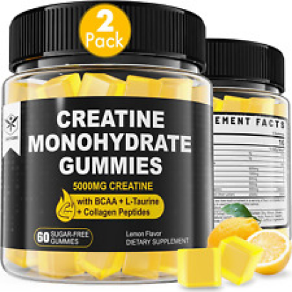 Creatine Monohydrate Gummies 5G for Men & Women, 7000Mg with BCAA, Collagen Pept