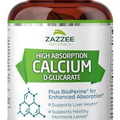 Zazzee High Absorption Calcium D-Glucarate, 500 mg per Capsule, 3 mg BioPerine