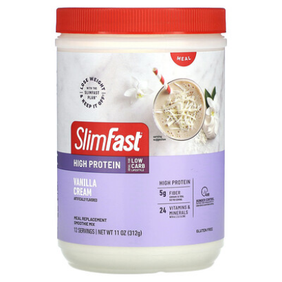 SlimFast, High Protein, Meal Replacement Smoothie Mix, Vanilla Cream, 11 oz (312 g)