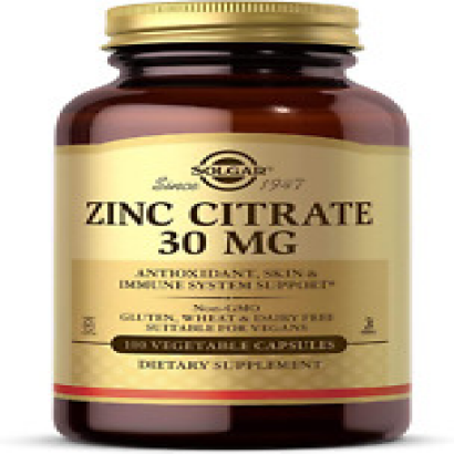Zinc Citrate Vegetable Capsules, 100 Count, Non-Gmo, Gluten Free, and Kosher, Su