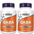 Now GABA (Gamma-Aminobutyric Acid) 750mg, 100 Veg Capsules (2pack)