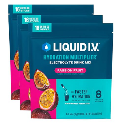 Liquid I.V. Hydration Multiplier Elektrolytpulver, einfaches Öffnen, Mischung für Ergänzungsgetränk (Passionsfrucht)