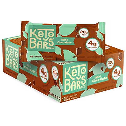 KETO BARS : The Original High Fat, Low Carb, Ketogenic Bar. Gluten Free, Homemade with simple ingredients. [Mint Chocolate, 10 Pack]