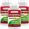 3 Pack Best Naturals Serrapeptase 40000 SPU 180 Capsules