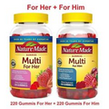 Nature Made Multivitamin Duo for HIM and HER. GUMMIES 220 IN EACH BOTTLE.
