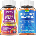 NEVISS Psyllium Husk Prebiotic Fiber Gummies - 7G Fiber with 2000mg Prebiotic Fiber Blend & Multivitamins - Inulin, Fos, Guar Gum & Multi Digestive Enzymes Vitamin Gummies Chewable