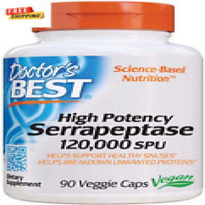 High Potency Serrapeptase - Supports Sinus Health - 120,000 SPU - 90 Count