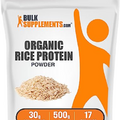 BULKSUPPLEMENTS.COM Organic Rice Protein Powder - Unflavored Protein Powder, Plant Protein Powder - Vegan Protein Powder, Dairy Free & Gluten Free - 30g per Serving, 500g (1.1 lbs)