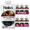 Noka Superfood Fruit Smoothie Pouches Cherry Acai Healthy Snacks with Flax Se...