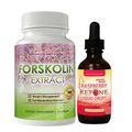 Forskolin Extract Weight Loss Capsules & Raspberry Ketone Fat Burn Drops Combo