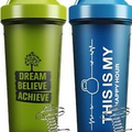 JEELA SPORTS 2 PACK Protein Shaker Bottles for Protein Mixes - 24 OZ