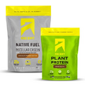 Ascent Casein Protein Powder Chocolate Peanut Butter 2 lb & Plant Protein Powder Chocolate 18 Servings