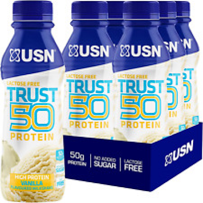 USN Trust 50 Pre Mixed Ready To Drink Protein Shake Bottles 6 X 500 Ml Vanilla