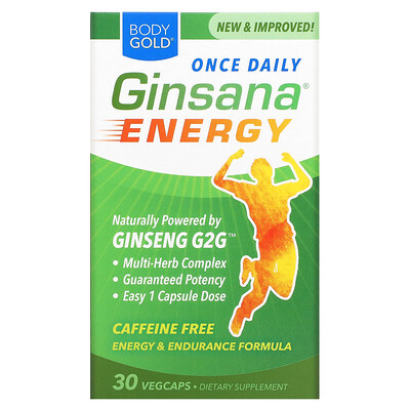 BodyGold, Ginsana Energy, Caffeine Free, 30 VegCaps