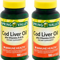 Spring Valley - Cod Liver Oil with Vitamin A & D 100 softgels Pack of 2