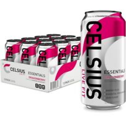 Celsius Essentials Sparkling Dragonberry, Performance Energy Drink 16oz 12 Pack