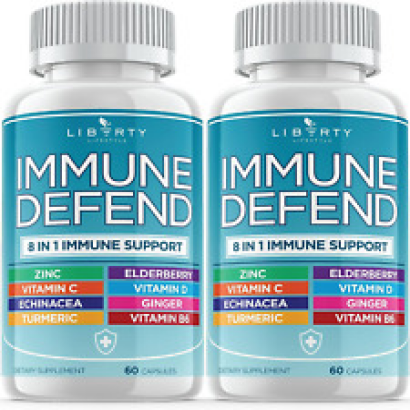 8 in 1 Immune Defense Support, Immunity Vitamins Supplement Booster (2 Pack)