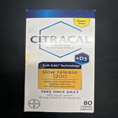 Bayer Citracal Slow Release 1200 Calcium + Vitamin D3 80 caplets  5/25