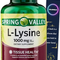 L-Lysine Amino Acid Supplements, Spring Valley 1000 mg, 100 Count and Bookmark Gift of YOLOMOLO