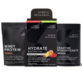 Sports Research Creatine Monohydrate (100 Servings), Hydrate Electrolytes Variety Packets (16 Count) and Dutch Chocolate Whey Protein Isolate (25 Servings)